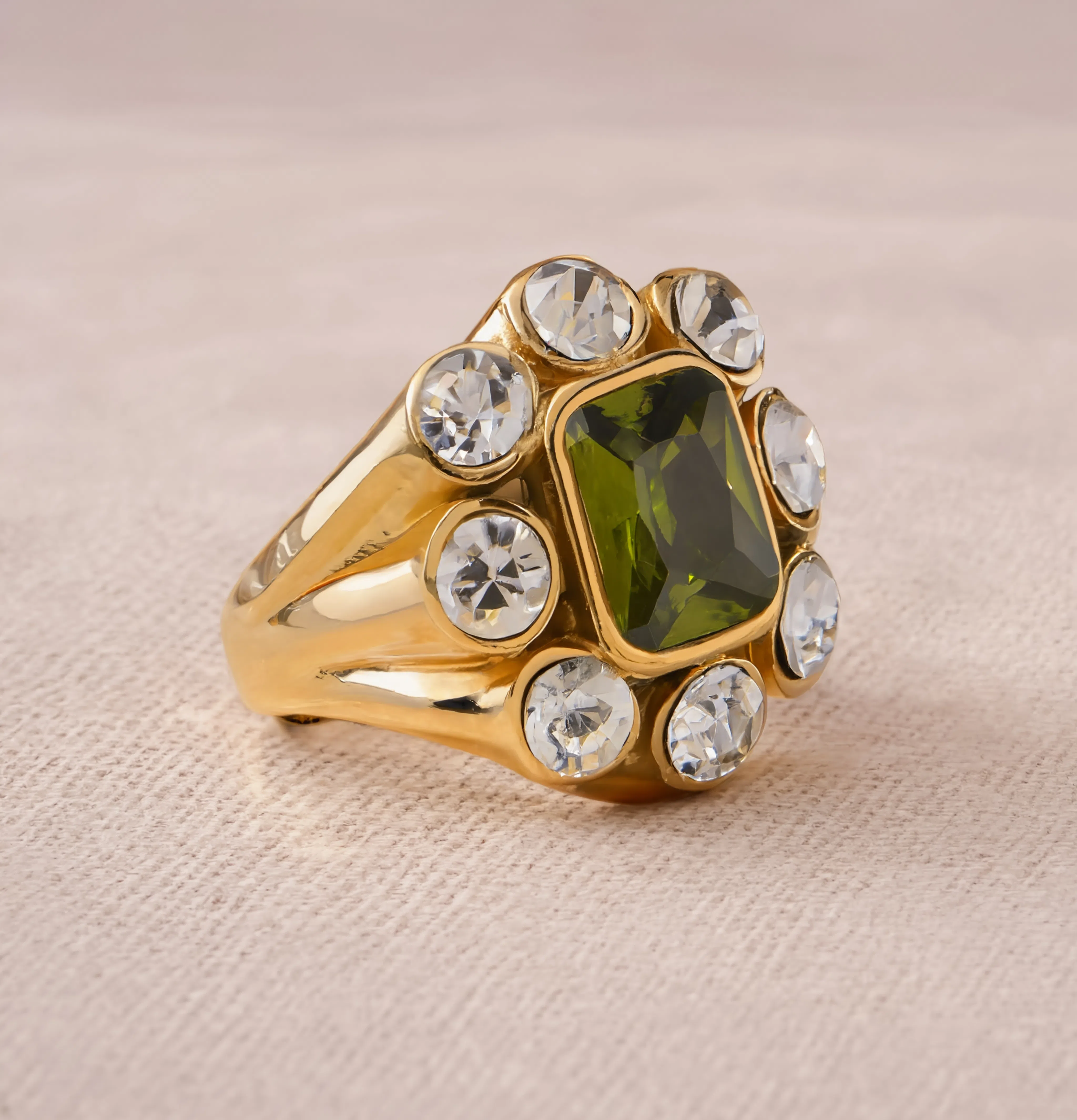 Peridot Halo Ring