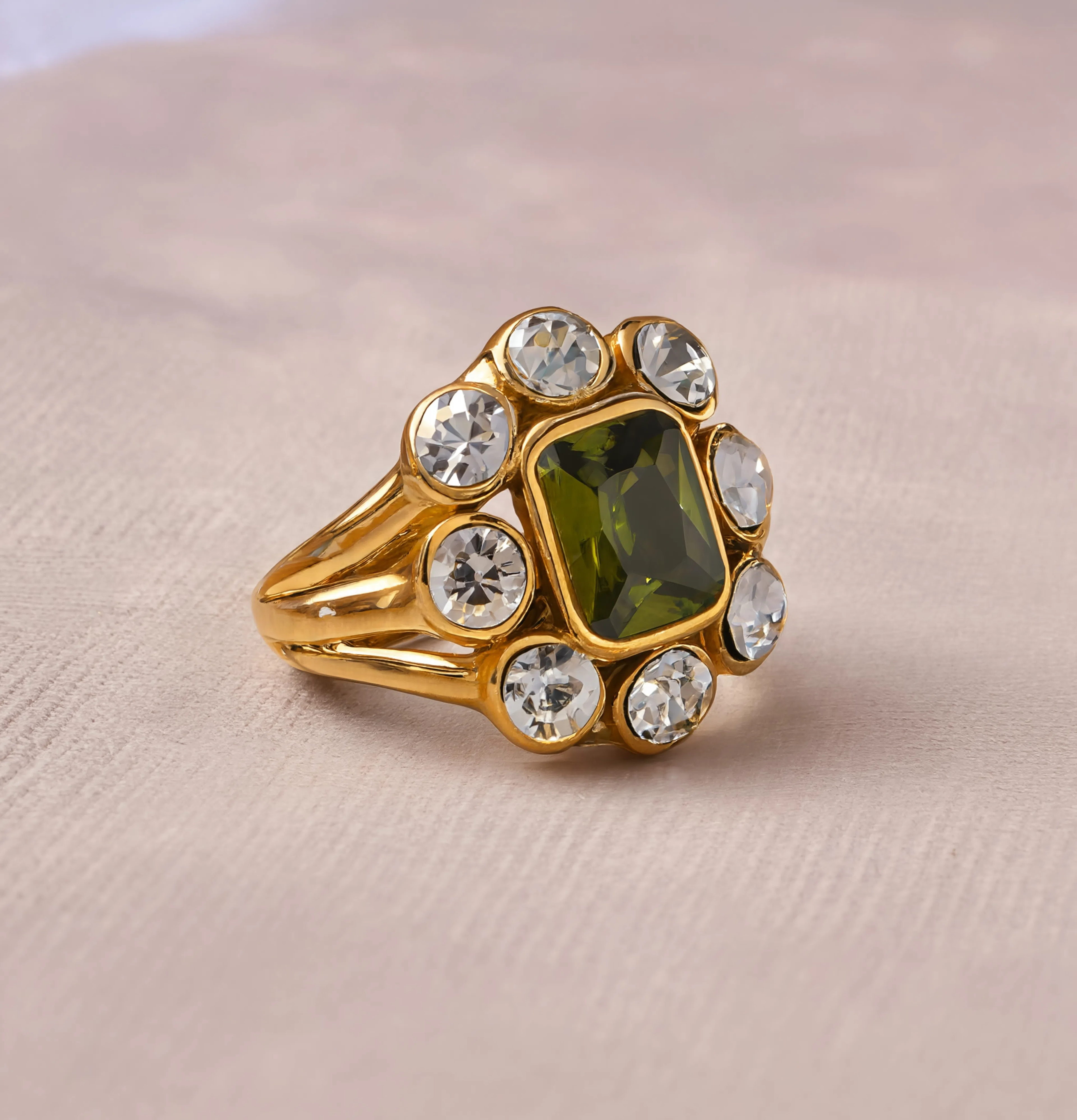 Peridot Halo Ring