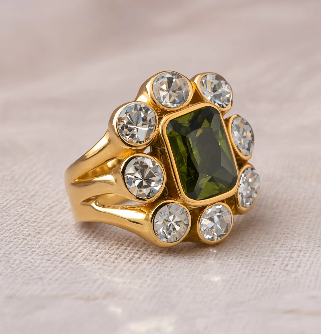 Peridot Halo Ring