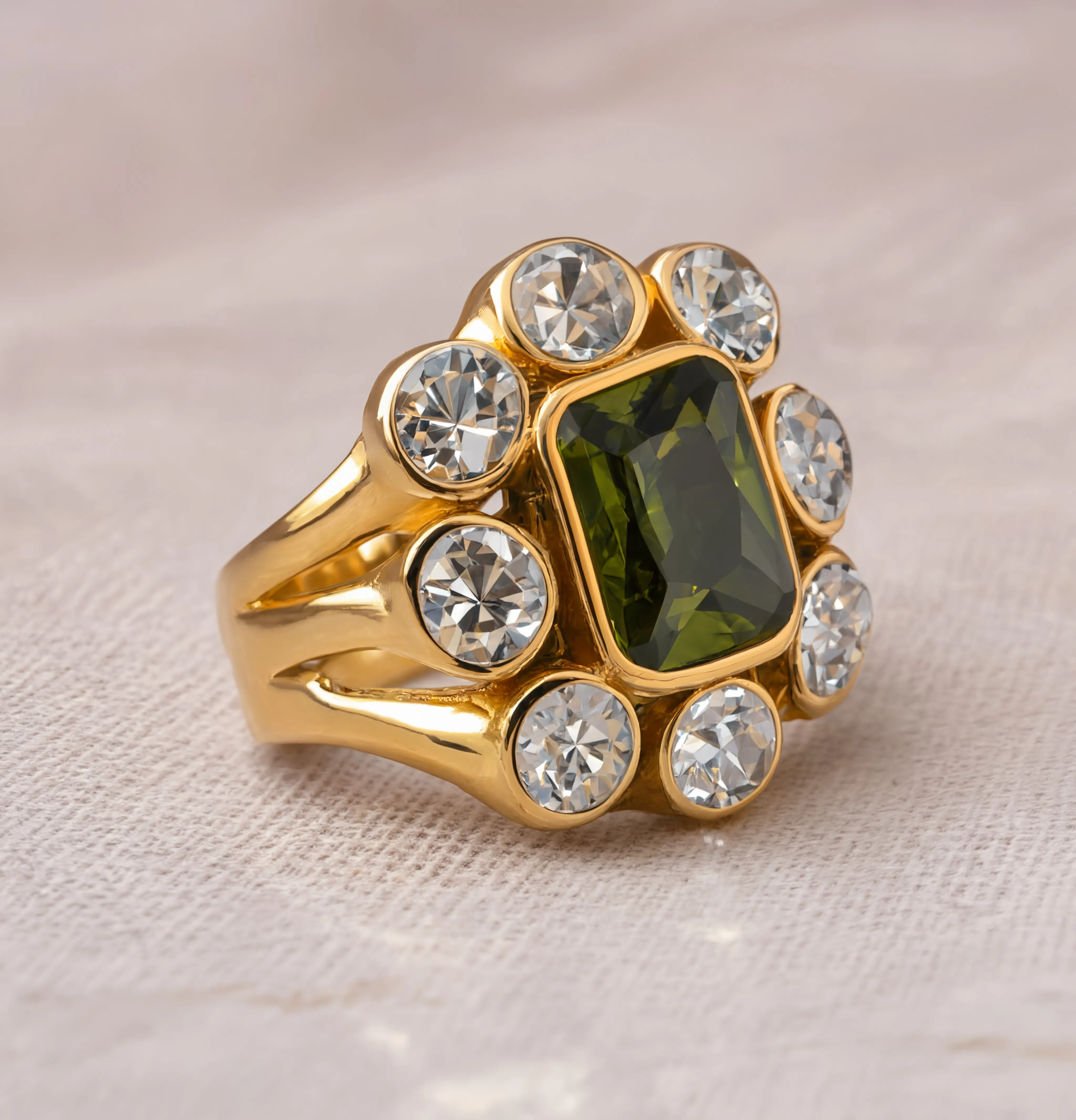Peridot Halo Ring