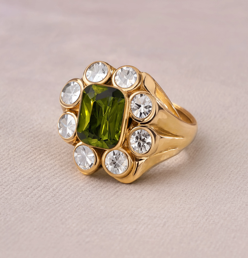 Peridot Halo Ring