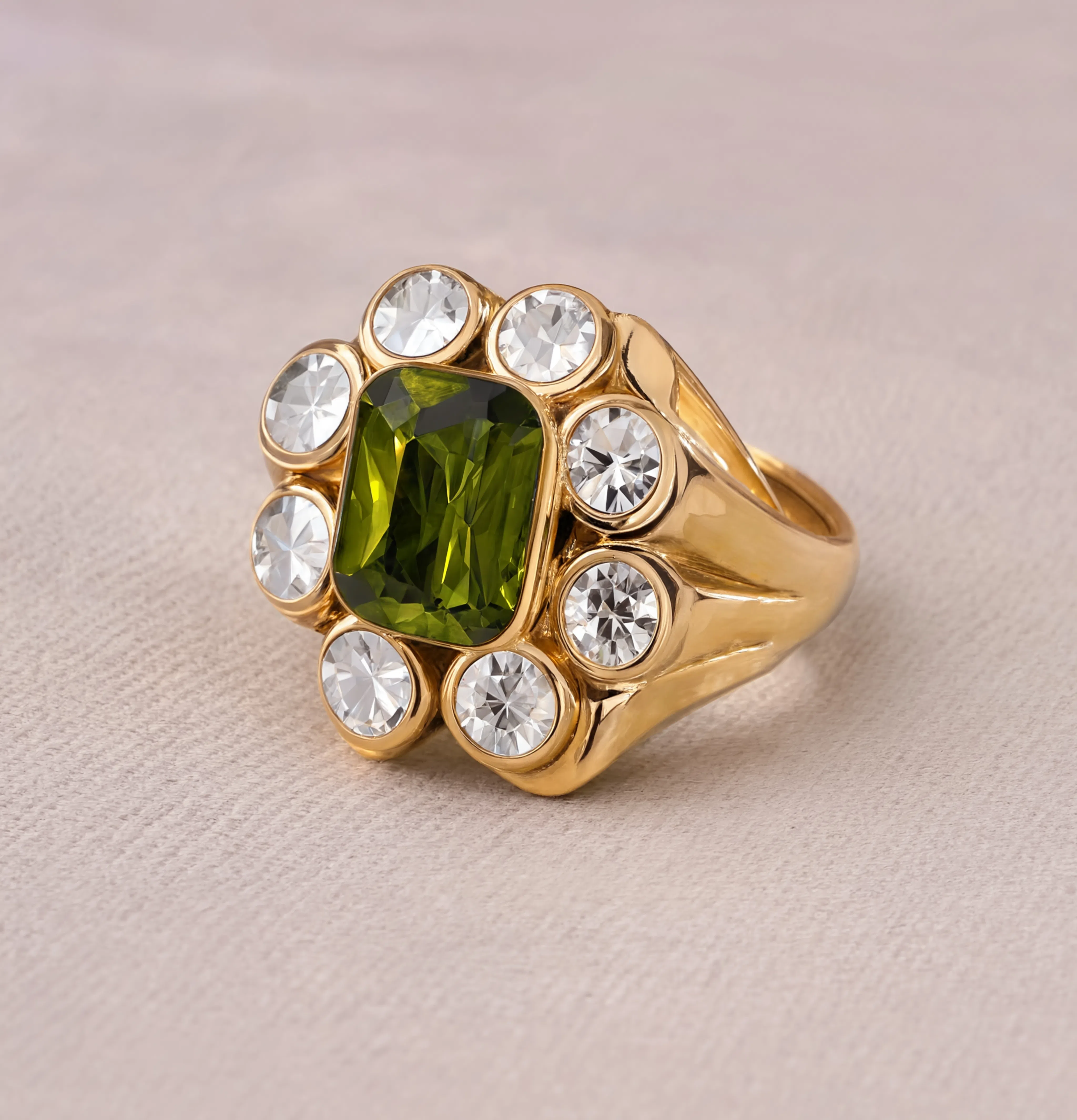 Peridot Halo Ring