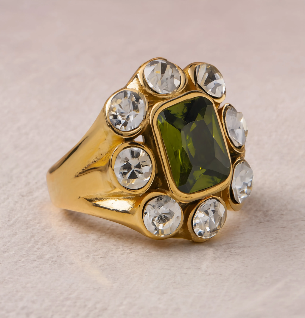 Peridot Halo Ring