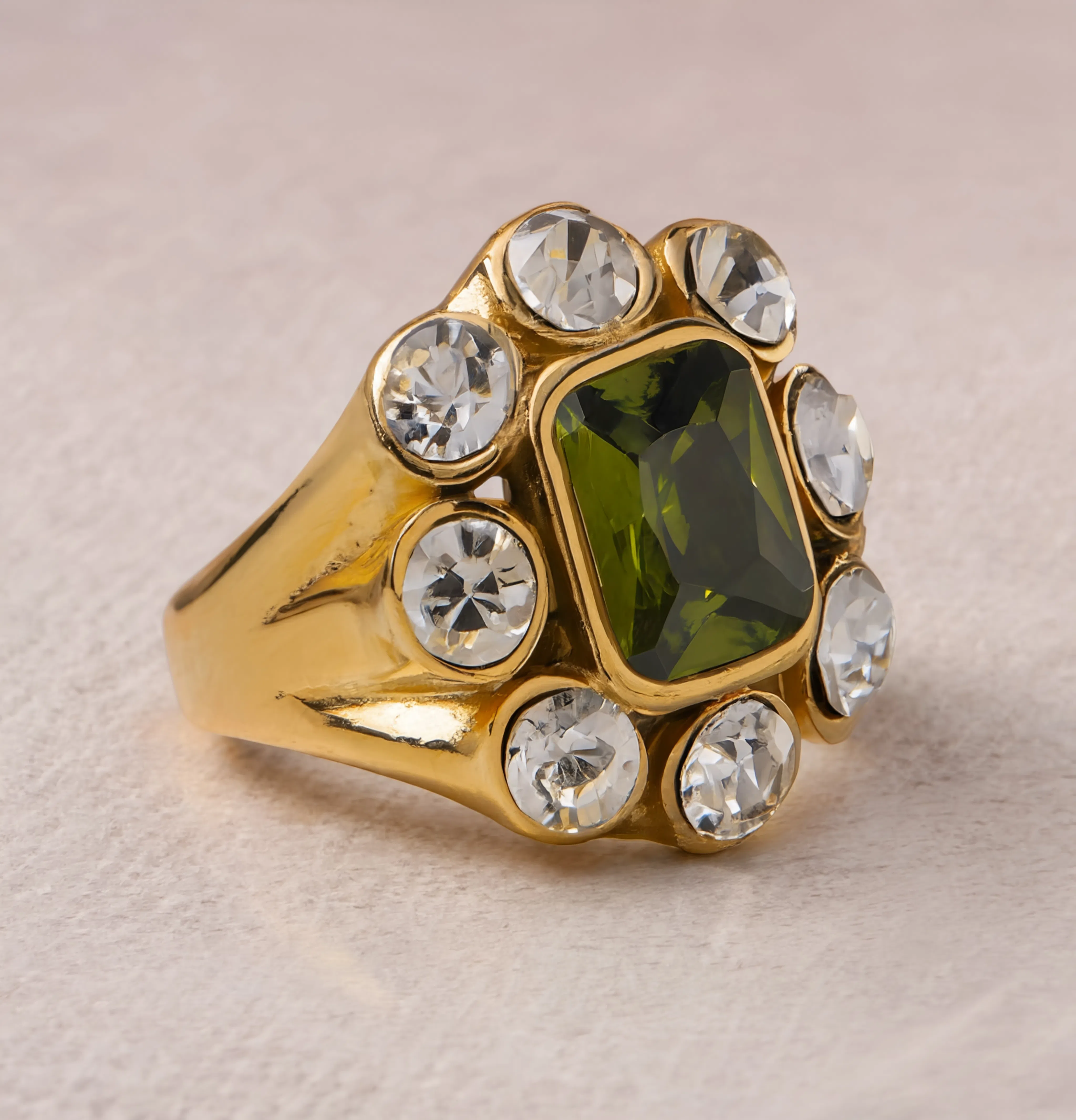 Peridot Halo Ring