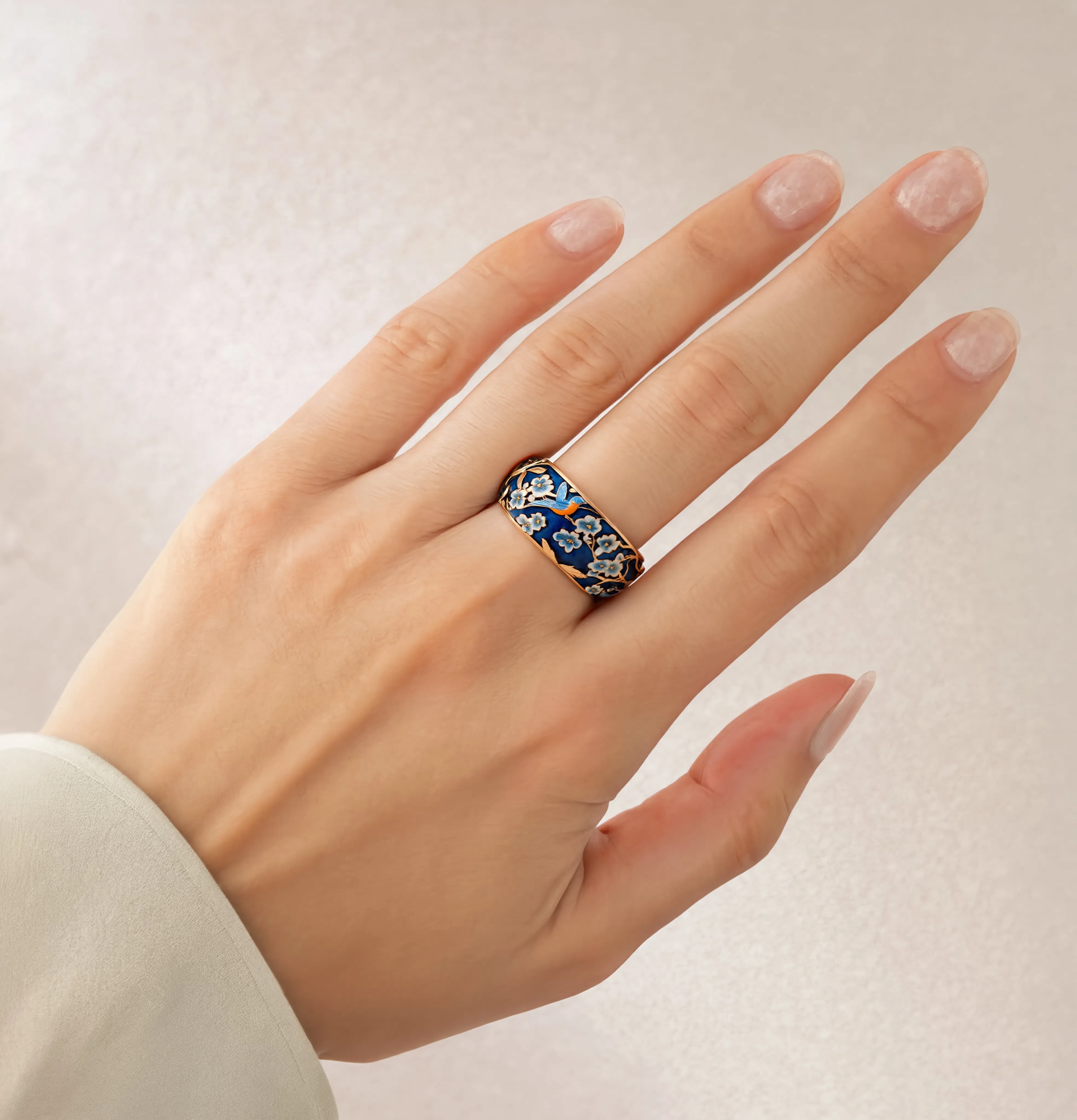 Enamel Bird Ring