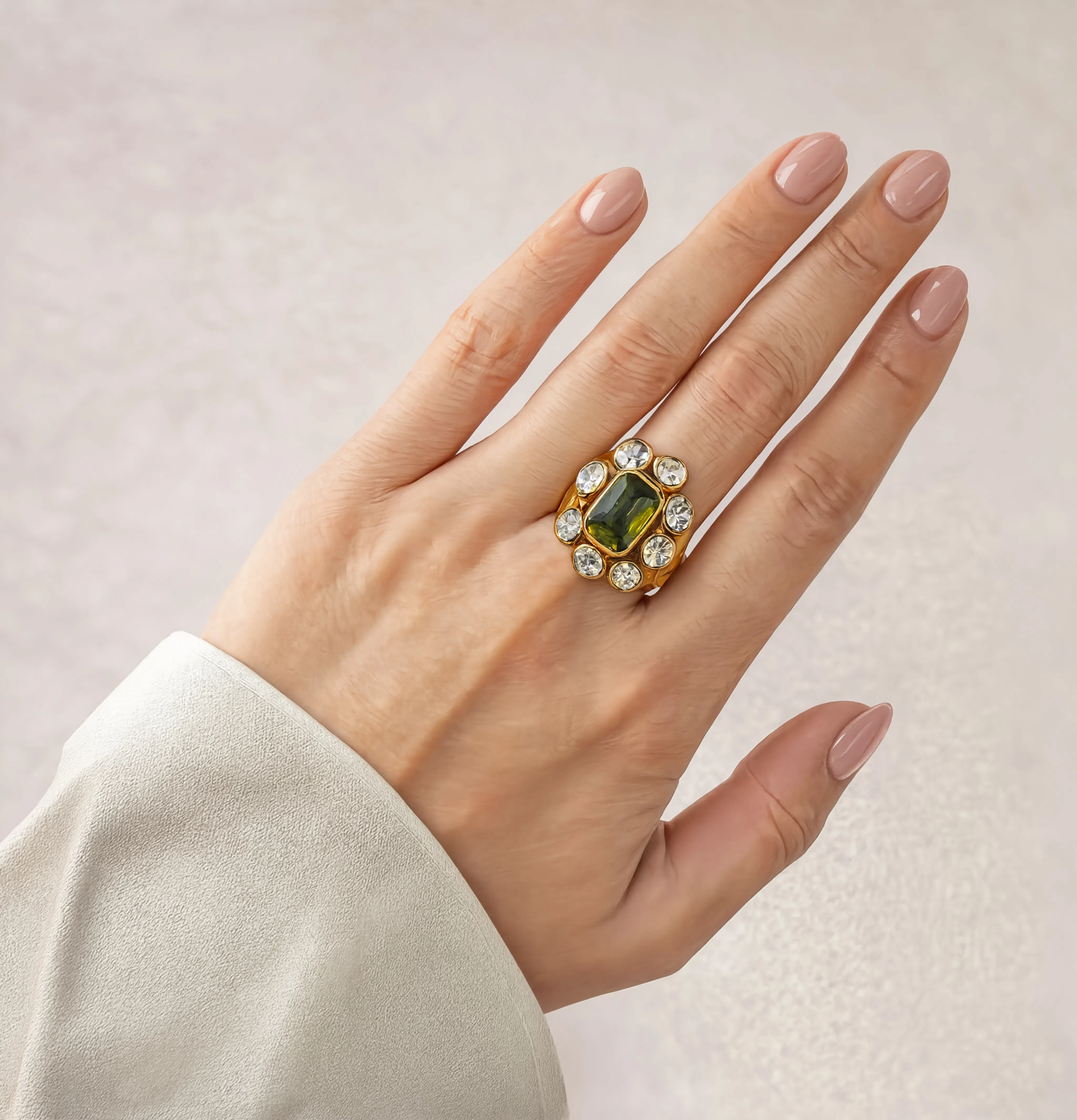 Peridot Halo Ring
