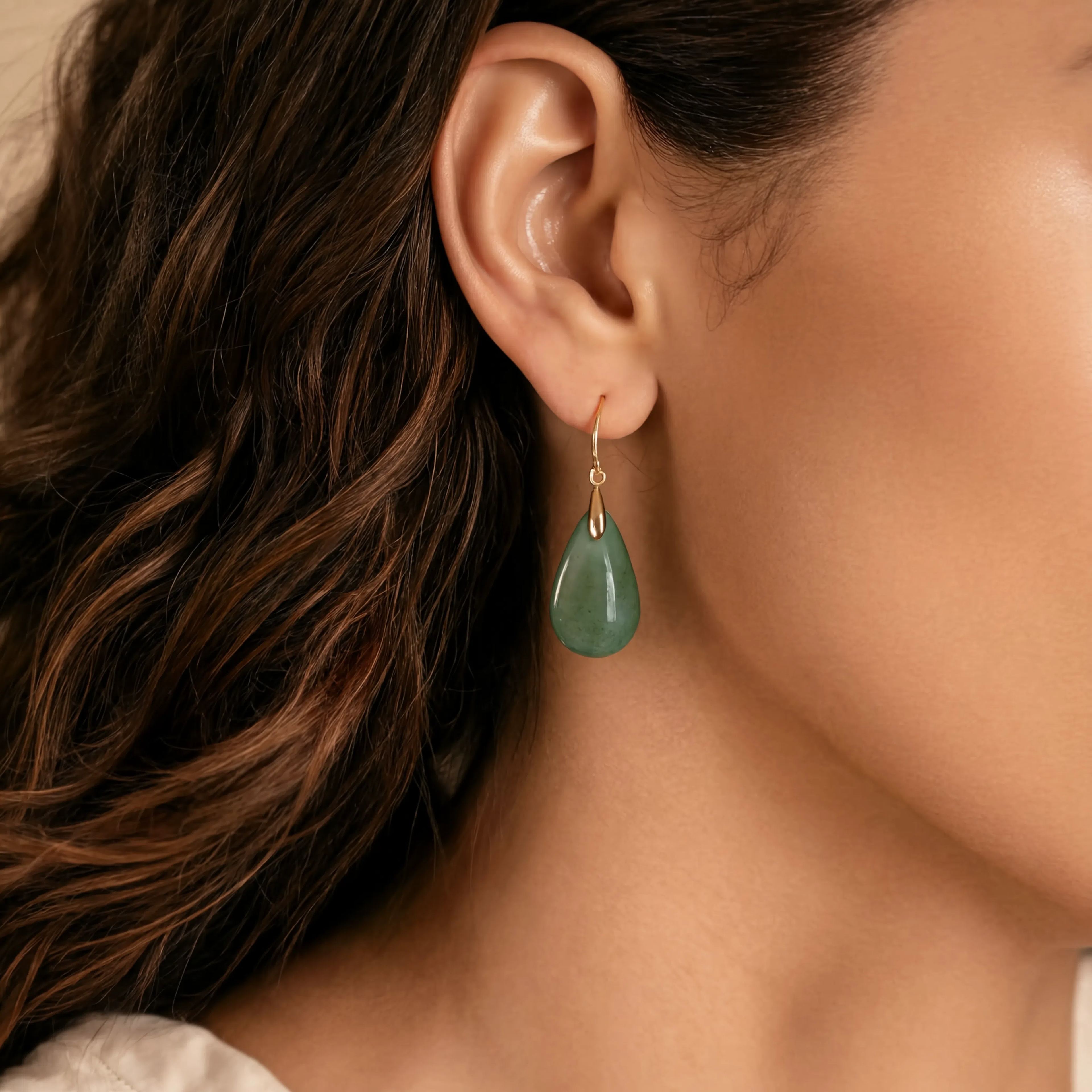 Jade Tear Drops Earrings